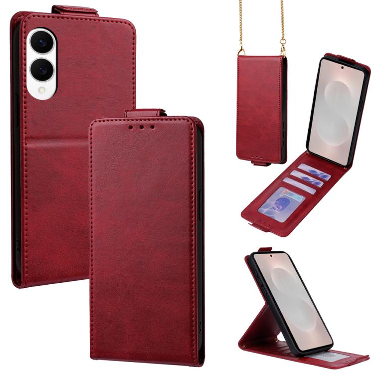 Cover a libro verticale in similpelle vegana tinta unita con tracolla, For Galaxy S26+ 5G, For Galaxy S26 Ultra 5G, For Galaxy S26 5G, For Samsung Galaxy S25 FE 5G, For Samsung Galaxy S25 Edge 5G, For Samsung Galaxy S25 5G