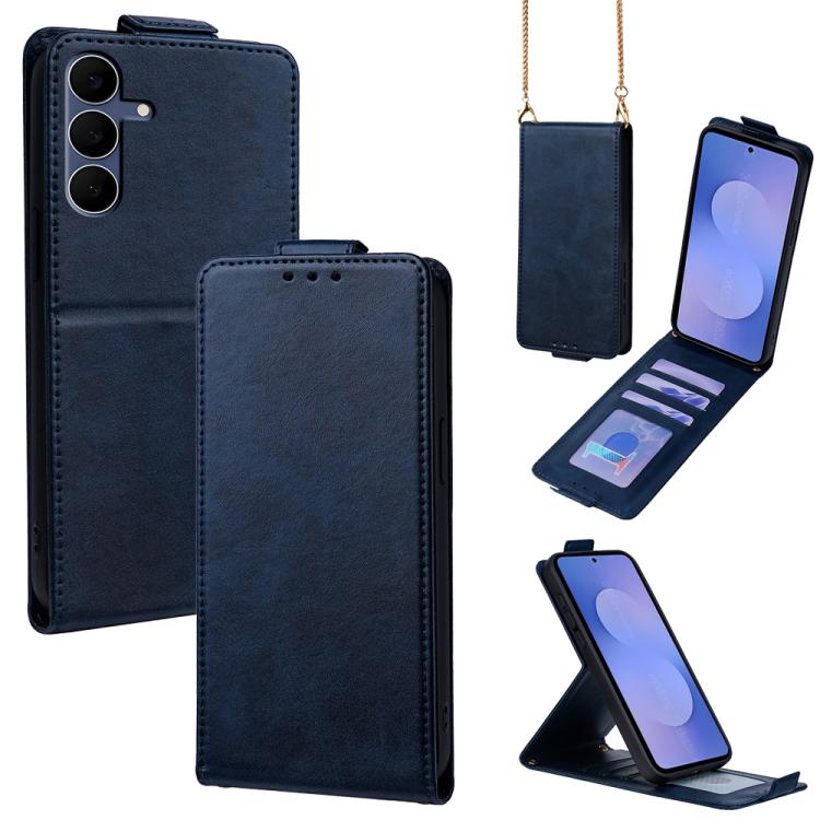 Cover a libro verticale in similpelle vegana tinta unita con tracolla, For Galaxy S26+ 5G, For Galaxy S26 Ultra 5G, For Galaxy S26 5G, For Samsung Galaxy S25 FE 5G, For Samsung Galaxy S25 Edge 5G, For Samsung Galaxy S25 5G