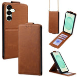 Cover a libro verticale in similpelle vegana tinta unita con tracolla, For Samsung Galaxy S25+ 5G, For Samsung Galaxy S25 Ultra 5G, For Samsung Galaxy S24 FE 5G, For Samsung Galaxy S24 Ultra 5G, For Samsung Galaxy S24+ 5G, For Samsung Galaxy S24 5G