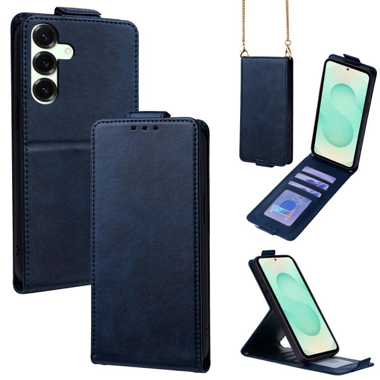 Cover a libro verticale in similpelle vegana tinta unita con tracolla, For Samsung Galaxy S25+ 5G, For Samsung Galaxy S25 Ultra 5G, For Samsung Galaxy S24 FE 5G, For Samsung Galaxy S24 Ultra 5G, For Samsung Galaxy S24+ 5G, For Samsung Galaxy S24 5G