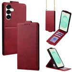 Cover a libro verticale in similpelle vegana tinta unita con tracolla, For Samsung Galaxy S25+ 5G, For Samsung Galaxy S25 Ultra 5G, For Samsung Galaxy S24 FE 5G, For Samsung Galaxy S24 Ultra 5G, For Samsung Galaxy S24+ 5G, For Samsung Galaxy S24 5G
