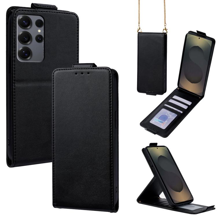 Cover a libro verticale in similpelle vegana tinta unita con tracolla, For Samsung Galaxy S25+ 5G, For Samsung Galaxy S25 Ultra 5G, For Samsung Galaxy S24 FE 5G, For Samsung Galaxy S24 Ultra 5G, For Samsung Galaxy S24+ 5G, For Samsung Galaxy S24 5G