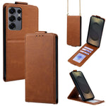 Cover a libro verticale in similpelle vegana tinta unita con tracolla, For Samsung Galaxy S25+ 5G, For Samsung Galaxy S25 Ultra 5G, For Samsung Galaxy S24 FE 5G, For Samsung Galaxy S24 Ultra 5G, For Samsung Galaxy S24+ 5G, For Samsung Galaxy S24 5G