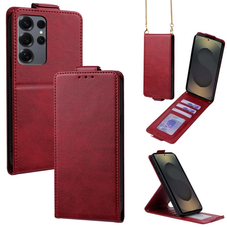 Cover a libro verticale in similpelle vegana tinta unita con tracolla, For Samsung Galaxy S25+ 5G, For Samsung Galaxy S25 Ultra 5G, For Samsung Galaxy S24 FE 5G, For Samsung Galaxy S24 Ultra 5G, For Samsung Galaxy S24+ 5G, For Samsung Galaxy S24 5G