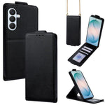 Cover a libro verticale in similpelle vegana tinta unita con tracolla, For Galaxy S26+ 5G, For Galaxy S26 Ultra 5G, For Galaxy S26 5G, For Samsung Galaxy S25 FE 5G, For Samsung Galaxy S25 Edge 5G, For Samsung Galaxy S25 5G