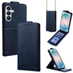 Cover a libro verticale in similpelle vegana tinta unita con tracolla, For Galaxy S26+ 5G, For Galaxy S26 Ultra 5G, For Galaxy S26 5G, For Samsung Galaxy S25 FE 5G, For Samsung Galaxy S25 Edge 5G, For Samsung Galaxy S25 5G