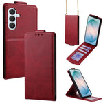 Cover a libro verticale in similpelle vegana tinta unita con tracolla, For Galaxy S26+ 5G, For Galaxy S26 Ultra 5G, For Galaxy S26 5G, For Samsung Galaxy S25 FE 5G, For Samsung Galaxy S25 Edge 5G, For Samsung Galaxy S25 5G