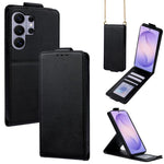 Cover a libro verticale in similpelle vegana tinta unita con tracolla, For Galaxy S26+ 5G, For Galaxy S26 Ultra 5G, For Galaxy S26 5G, For Samsung Galaxy S25 FE 5G, For Samsung Galaxy S25 Edge 5G, For Samsung Galaxy S25 5G