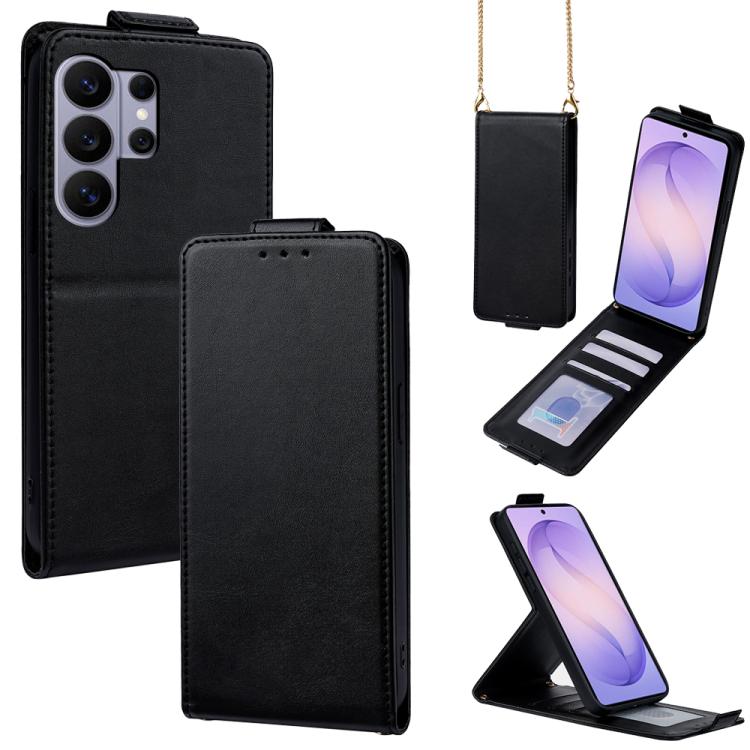 Cover a libro verticale in similpelle vegana tinta unita con tracolla, For Galaxy S26+ 5G, For Galaxy S26 Ultra 5G, For Galaxy S26 5G, For Samsung Galaxy S25 FE 5G, For Samsung Galaxy S25 Edge 5G, For Samsung Galaxy S25 5G