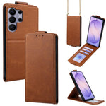 Cover a libro verticale in similpelle vegana tinta unita con tracolla, For Galaxy S26+ 5G, For Galaxy S26 Ultra 5G, For Galaxy S26 5G, For Samsung Galaxy S25 FE 5G, For Samsung Galaxy S25 Edge 5G, For Samsung Galaxy S25 5G