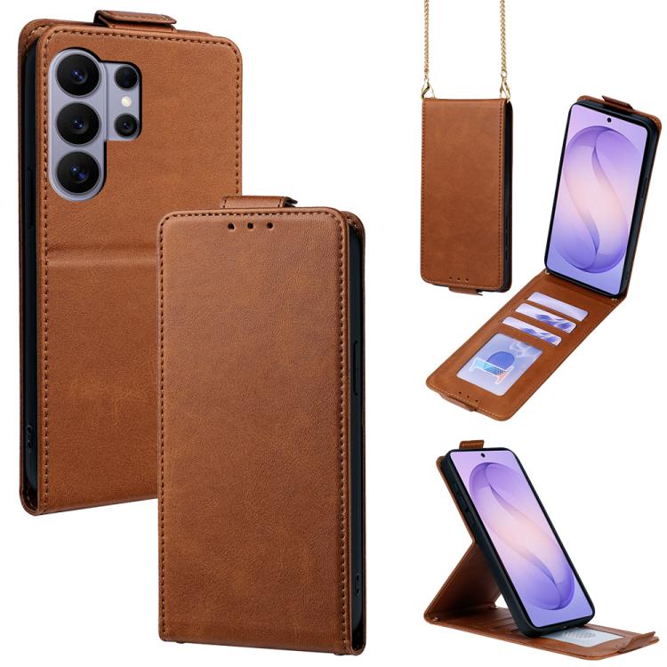 Cover a libro verticale in similpelle vegana tinta unita con tracolla, For Galaxy S26+ 5G, For Galaxy S26 Ultra 5G, For Galaxy S26 5G, For Samsung Galaxy S25 FE 5G, For Samsung Galaxy S25 Edge 5G, For Samsung Galaxy S25 5G