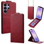 Cover a libro verticale in similpelle vegana tinta unita con tracolla, For Galaxy S26+ 5G, For Galaxy S26 Ultra 5G, For Galaxy S26 5G, For Samsung Galaxy S25 FE 5G, For Samsung Galaxy S25 Edge 5G, For Samsung Galaxy S25 5G