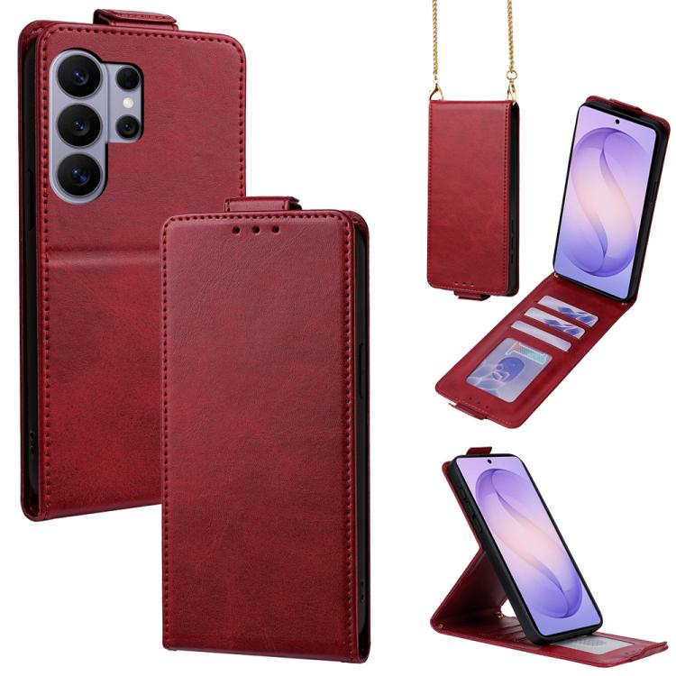 Cover a libro verticale in similpelle vegana tinta unita con tracolla, For Galaxy S26+ 5G, For Galaxy S26 Ultra 5G, For Galaxy S26 5G, For Samsung Galaxy S25 FE 5G, For Samsung Galaxy S25 Edge 5G, For Samsung Galaxy S25 5G