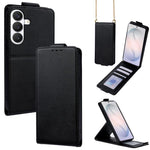 Cover a libro verticale in similpelle vegana tinta unita con tracolla, For Galaxy S26+ 5G, For Galaxy S26 Ultra 5G, For Galaxy S26 5G, For Samsung Galaxy S25 FE 5G, For Samsung Galaxy S25 Edge 5G, For Samsung Galaxy S25 5G