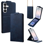 Cover a libro verticale in similpelle vegana tinta unita con tracolla, For Galaxy S26+ 5G, For Galaxy S26 Ultra 5G, For Galaxy S26 5G, For Samsung Galaxy S25 FE 5G, For Samsung Galaxy S25 Edge 5G, For Samsung Galaxy S25 5G