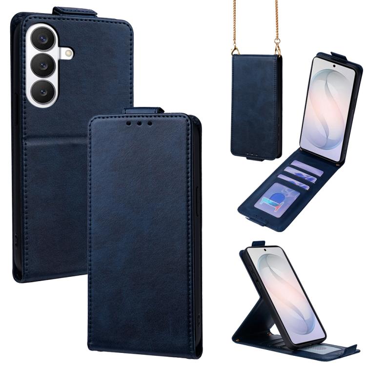 Cover a libro verticale in similpelle vegana tinta unita con tracolla, For Galaxy S26+ 5G, For Galaxy S26 Ultra 5G, For Galaxy S26 5G, For Samsung Galaxy S25 FE 5G, For Samsung Galaxy S25 Edge 5G, For Samsung Galaxy S25 5G