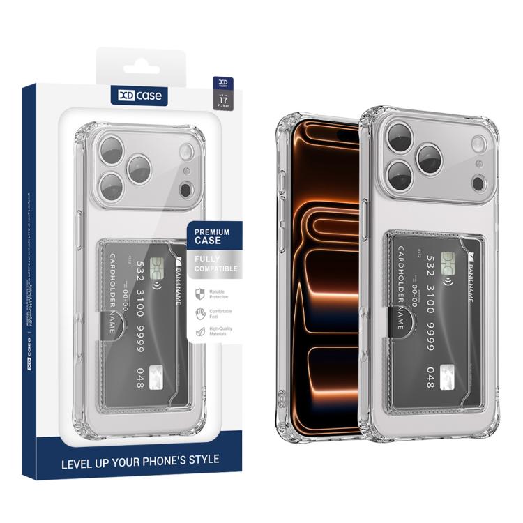 Custodia per telefono XDcase in TPU trasparente con slot per carte e foro di precisione., For iPhone 17 Pro Max, For iPhone 17 Pro, For iPhone 17, For iPhone Air