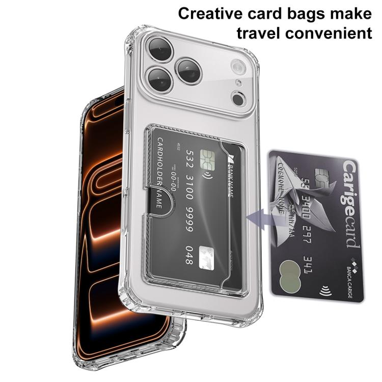 Custodia per telefono XDcase in TPU trasparente con slot per carte e foro di precisione., For iPhone 17 Pro Max, For iPhone 17 Pro, For iPhone 17, For iPhone Air