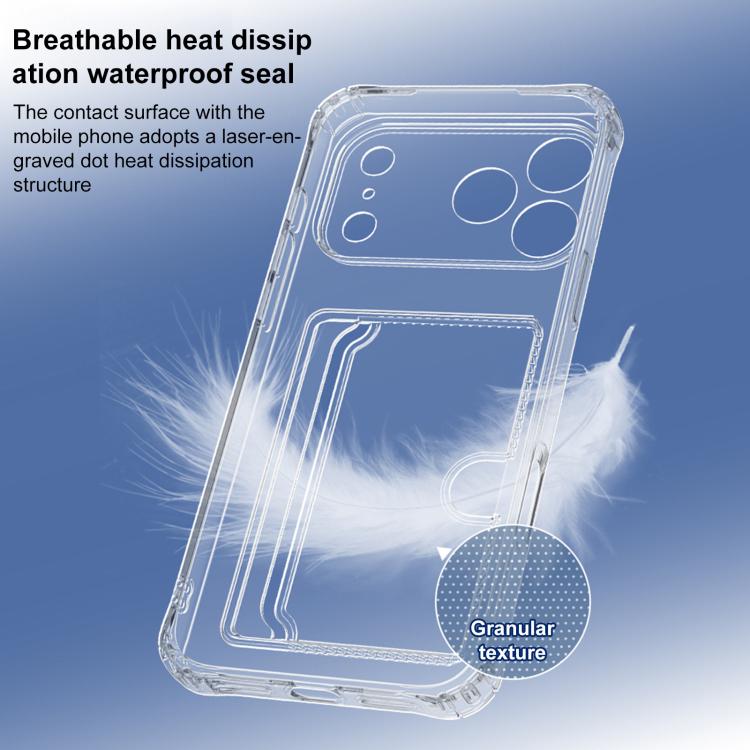 Custodia per telefono XDcase in TPU trasparente con slot per carte e foro di precisione., For iPhone 17 Pro Max, For iPhone 17 Pro, For iPhone 17, For iPhone Air