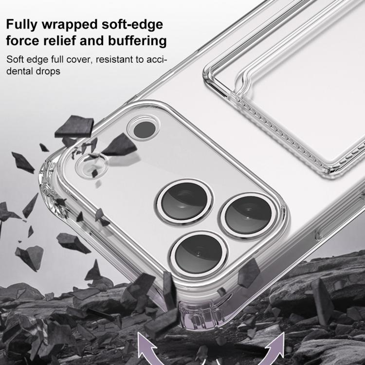 Custodia per telefono XDcase in TPU trasparente con slot per carte e foro di precisione., For iPhone 17 Pro Max, For iPhone 17 Pro, For iPhone 17, For iPhone Air