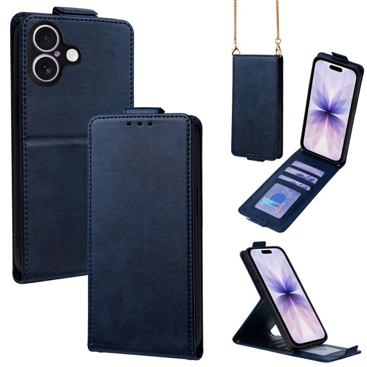 Cover a libro verticale in similpelle vegana tinta unita con tracolla, For iPhone 17e / 16e, For iPhone 17 Pro Max, For iPhone 17 Pro, For iPhone 17, For iPhone Air, For iPhone 16 Pro Max