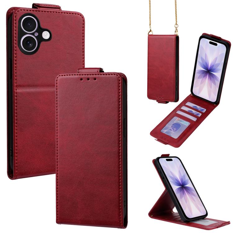 Cover a libro verticale in similpelle vegana tinta unita con tracolla, For iPhone 17e / 16e, For iPhone 17 Pro Max, For iPhone 17 Pro, For iPhone 17, For iPhone Air, For iPhone 16 Pro Max