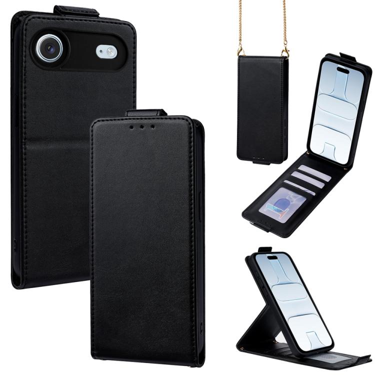 Cover a libro verticale in similpelle vegana tinta unita con tracolla, For iPhone 17e / 16e, For iPhone 17 Pro Max, For iPhone 17 Pro, For iPhone 17, For iPhone Air, For iPhone 16 Pro Max