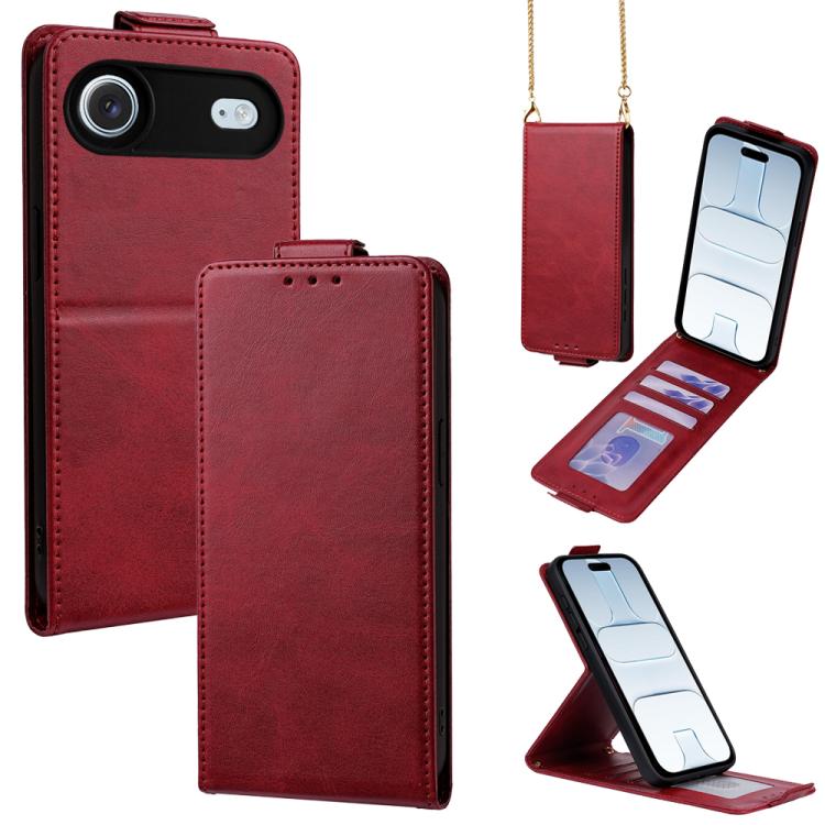 Cover a libro verticale in similpelle vegana tinta unita con tracolla, For iPhone 17e / 16e, For iPhone 17 Pro Max, For iPhone 17 Pro, For iPhone 17, For iPhone Air, For iPhone 16 Pro Max