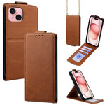 Cover a libro verticale in similpelle vegana tinta unita con tracolla, For iPhone 15, For iPhone 14 Plus, For iPhone 14, For iPhone 14 Pro, For iPhone 14 Pro Max, For iPhone 13 Pro Max