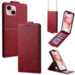 Cover a libro verticale in similpelle vegana tinta unita con tracolla, For iPhone 15, For iPhone 14 Plus, For iPhone 14, For iPhone 14 Pro, For iPhone 14 Pro Max, For iPhone 13 Pro Max