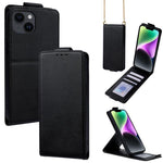 Cover a libro verticale in similpelle vegana tinta unita con tracolla, For iPhone 15, For iPhone 14 Plus, For iPhone 14, For iPhone 14 Pro, For iPhone 14 Pro Max, For iPhone 13 Pro Max