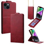 Cover a libro verticale in similpelle vegana tinta unita con tracolla, For iPhone 15, For iPhone 14 Plus, For iPhone 14, For iPhone 14 Pro, For iPhone 14 Pro Max, For iPhone 13 Pro Max
