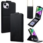 Cover a libro verticale in similpelle vegana tinta unita con tracolla, For iPhone 15, For iPhone 14 Plus, For iPhone 14, For iPhone 14 Pro, For iPhone 14 Pro Max, For iPhone 13 Pro Max