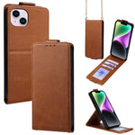 Cover a libro verticale in similpelle vegana tinta unita con tracolla, For iPhone 15, For iPhone 14 Plus, For iPhone 14, For iPhone 14 Pro, For iPhone 14 Pro Max, For iPhone 13 Pro Max