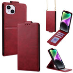 Cover a libro verticale in similpelle vegana tinta unita con tracolla, For iPhone 15, For iPhone 14 Plus, For iPhone 14, For iPhone 14 Pro, For iPhone 14 Pro Max, For iPhone 13 Pro Max