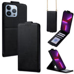 Cover a libro verticale in similpelle vegana tinta unita con tracolla, For iPhone 13 Pro, For iPhone 13, For iPhone 13 mini, For iPhone 12 / 12 Pro, For iPhone 12 Pro Max, For iPhone 12 mini
