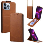 Cover a libro verticale in similpelle vegana tinta unita con tracolla, For iPhone 13 Pro, For iPhone 13, For iPhone 13 mini, For iPhone 12 / 12 Pro, For iPhone 12 Pro Max, For iPhone 12 mini