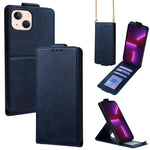 Cover a libro verticale in similpelle vegana tinta unita con tracolla, For iPhone 13 Pro, For iPhone 13, For iPhone 13 mini, For iPhone 12 / 12 Pro, For iPhone 12 Pro Max, For iPhone 12 mini