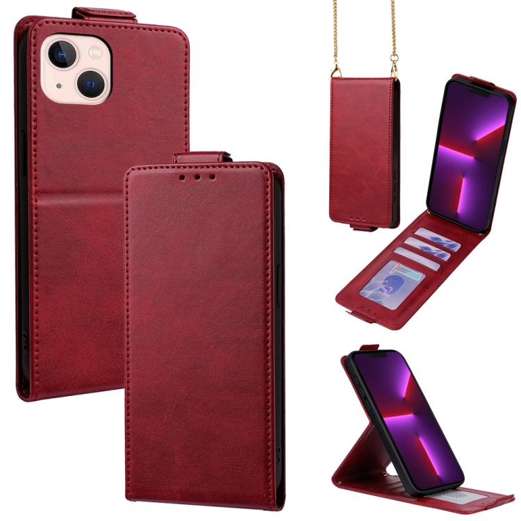 Cover a libro verticale in similpelle vegana tinta unita con tracolla, For iPhone 13 Pro, For iPhone 13, For iPhone 13 mini, For iPhone 12 / 12 Pro, For iPhone 12 Pro Max, For iPhone 12 mini