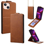 Cover a libro verticale in similpelle vegana tinta unita con tracolla, For iPhone 13 Pro, For iPhone 13, For iPhone 13 mini, For iPhone 12 / 12 Pro, For iPhone 12 Pro Max, For iPhone 12 mini
