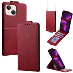Cover a libro verticale in similpelle vegana tinta unita con tracolla, For iPhone 13 Pro, For iPhone 13, For iPhone 13 mini, For iPhone 12 / 12 Pro, For iPhone 12 Pro Max, For iPhone 12 mini
