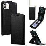 Cover a libro verticale in similpelle vegana tinta unita con tracolla, For iPhone 13 Pro, For iPhone 13, For iPhone 13 mini, For iPhone 12 / 12 Pro, For iPhone 12 Pro Max, For iPhone 12 mini