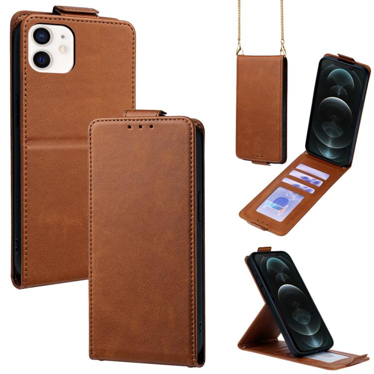 Cover a libro verticale in similpelle vegana tinta unita con tracolla, For iPhone 13 Pro, For iPhone 13, For iPhone 13 mini, For iPhone 12 / 12 Pro, For iPhone 12 Pro Max, For iPhone 12 mini