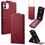 Cover a libro verticale in similpelle vegana tinta unita con tracolla, For iPhone 13 Pro, For iPhone 13, For iPhone 13 mini, For iPhone 12 / 12 Pro, For iPhone 12 Pro Max, For iPhone 12 mini