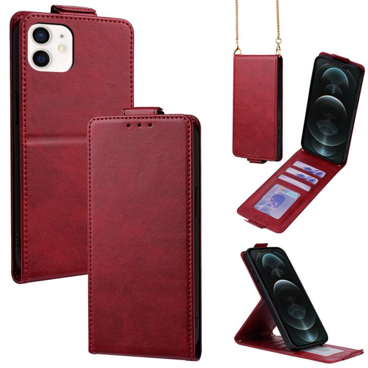 Cover a libro verticale in similpelle vegana tinta unita con tracolla, For iPhone 13 Pro, For iPhone 13, For iPhone 13 mini, For iPhone 12 / 12 Pro, For iPhone 12 Pro Max, For iPhone 12 mini