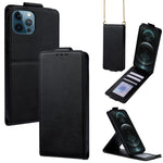 Cover a libro verticale in similpelle vegana tinta unita con tracolla, For iPhone 13 Pro, For iPhone 13, For iPhone 13 mini, For iPhone 12 / 12 Pro, For iPhone 12 Pro Max, For iPhone 12 mini