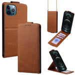 Cover a libro verticale in similpelle vegana tinta unita con tracolla, For iPhone 13 Pro, For iPhone 13, For iPhone 13 mini, For iPhone 12 / 12 Pro, For iPhone 12 Pro Max, For iPhone 12 mini