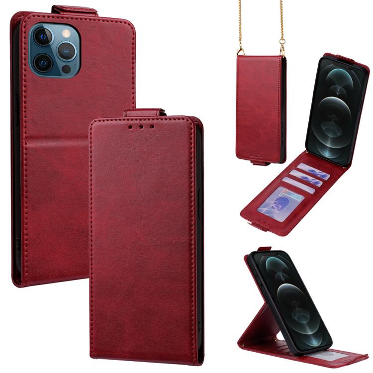 Cover a libro verticale in similpelle vegana tinta unita con tracolla, For iPhone 13 Pro, For iPhone 13, For iPhone 13 mini, For iPhone 12 / 12 Pro, For iPhone 12 Pro Max, For iPhone 12 mini