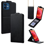 Cover a libro verticale in similpelle vegana tinta unita con tracolla, For iPhone 13 Pro, For iPhone 13, For iPhone 13 mini, For iPhone 12 / 12 Pro, For iPhone 12 Pro Max, For iPhone 12 mini