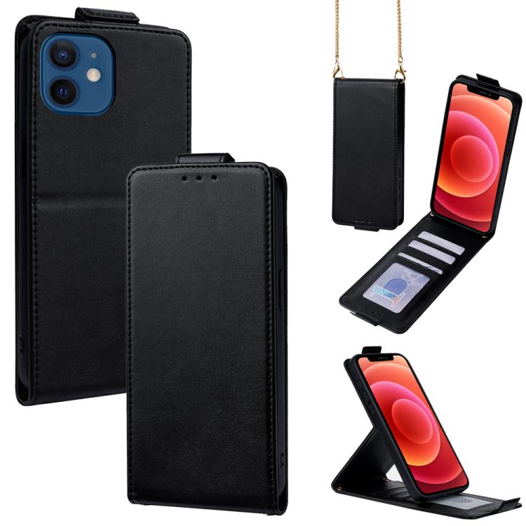 Cover a libro verticale in similpelle vegana tinta unita con tracolla, For iPhone 13 Pro, For iPhone 13, For iPhone 13 mini, For iPhone 12 / 12 Pro, For iPhone 12 Pro Max, For iPhone 12 mini